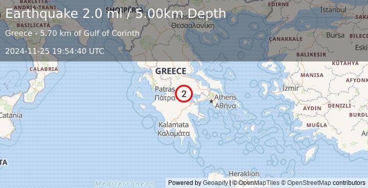 Earthquake GREECE (2.0 ml) (2024-11-25 19:54:40 UTC)