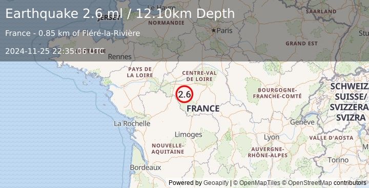 Earthquake FRANCE (2.6 ml) (2024-11-25 22:35:06 UTC)