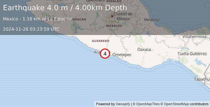 Earthquake GUERRERO, MEXICO (4.0 m) (2024-11-26 03:23:59 UTC)