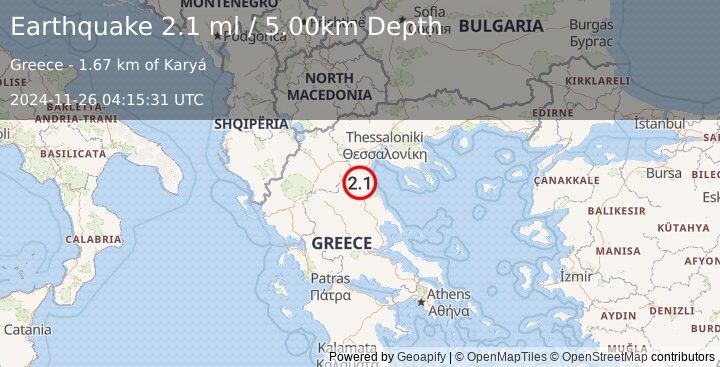 Earthquake GREECE (2.1 ml) (2024-11-26 04:15:31 UTC)