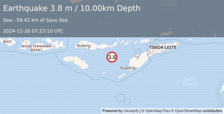 Earthquake SAVU SEA (3.8 m) (2024-11-26 07:23:10 UTC)