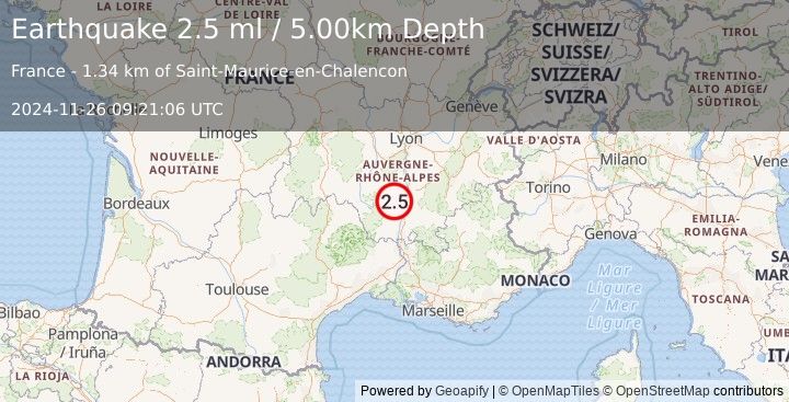 Earthquake FRANCE (2.5 ml) (2024-11-26 09:21:06 UTC)