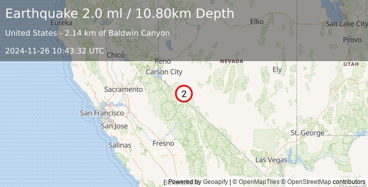 Earthquake NEVADA (2.0 ml) (2024-11-26 10:43:32 UTC)