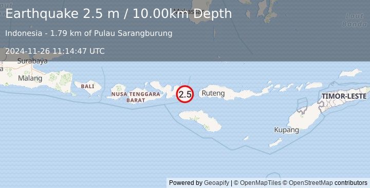 Earthquake FLORES REGION, INDONESIA (2.5 m) (2024-11-26 11:14:47 UTC)