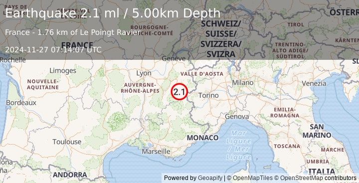 Earthquake FRANCE (2.1 ml) (2024-11-27 07:14:07 UTC)