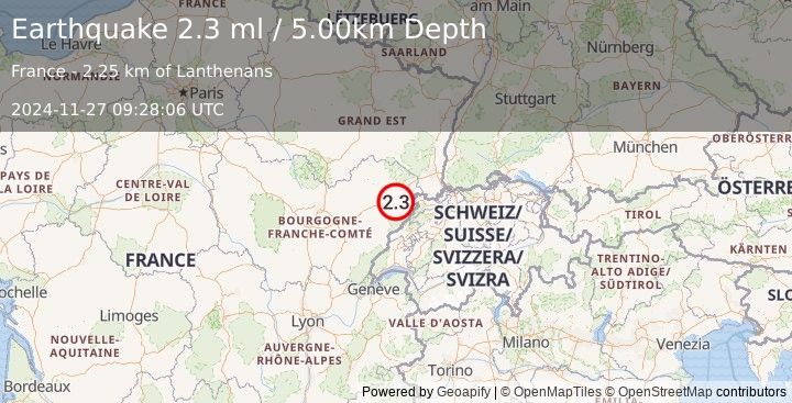 Earthquake FRANCE (2.3 ml) (2024-11-27 09:28:06 UTC)