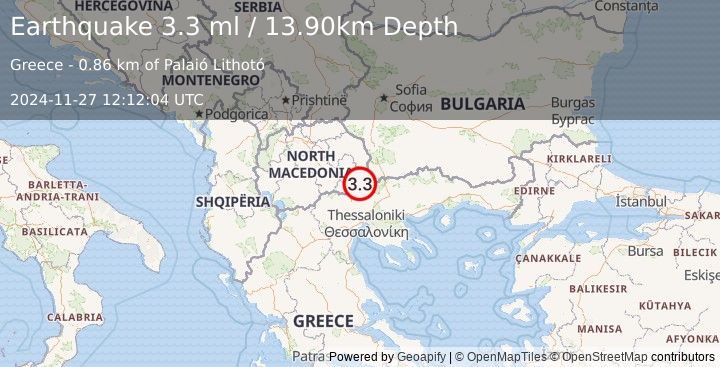 Earthquake GREECE (3.3 ml) (2024-11-27 12:12:04 UTC)