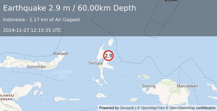 Earthquake HALMAHERA, INDONESIA (2.9 m) (2024-11-27 12:15:35 UTC)