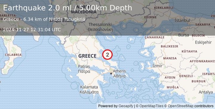 Earthquake AEGEAN SEA (2.0 ml) (2024-11-27 12:31:04 UTC)