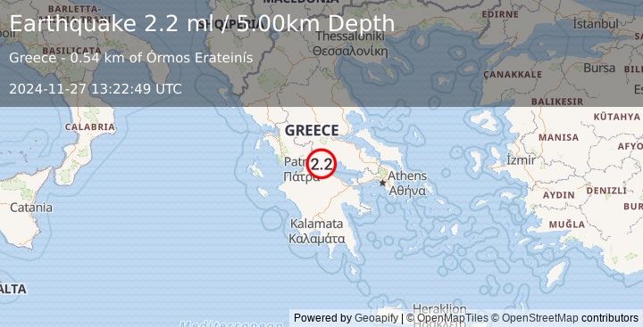 Earthquake GREECE (2.2 ml) (2024-11-27 13:22:49 UTC)