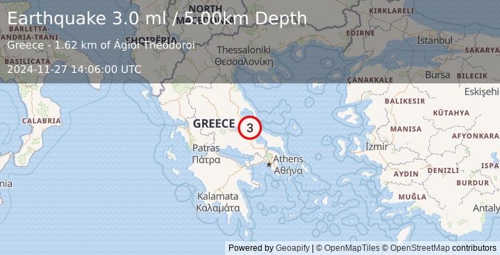 Earthquake GREECE (3.0 ml) (2024-11-27 14:06:00 UTC)