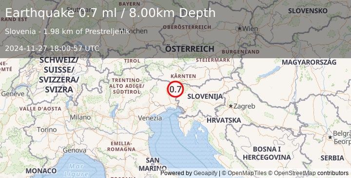 Earthquake SLOVENIA (0.7 ml) (2024-11-27 18:00:57 UTC)