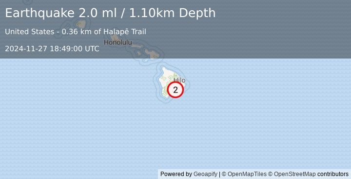 Earthquake ISLAND OF HAWAII, HAWAII (2.0 ml) (2024-11-27 18:49:00 UTC)