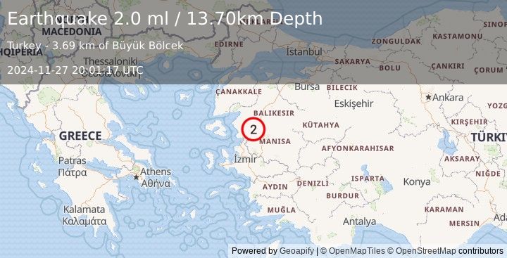 Earthquake WESTERN TURKEY (2.0 ml) (2024-11-27 20:01:17 UTC)