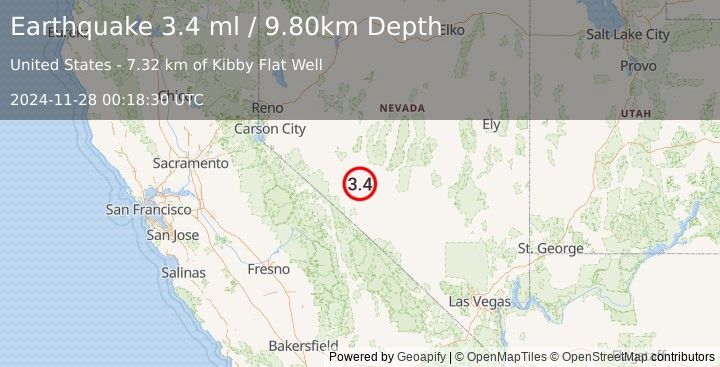 Earthquake NEVADA (3.4 ml) (2024-11-28 00:18:30 UTC)