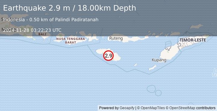 Earthquake SUMBA REGION, INDONESIA (2.9 m) (2024-11-28 03:22:23 UTC)