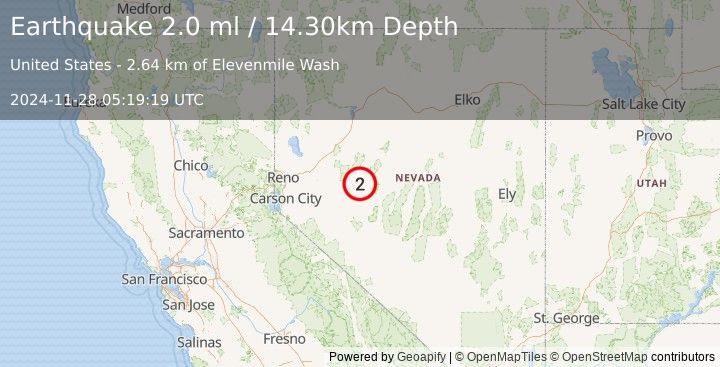 Earthquake NEVADA (2.0 ml) (2024-11-28 05:19:19 UTC)