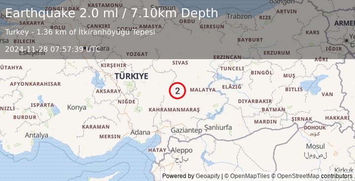 Earthquake CENTRAL TURKEY (2.0 ml) (2024-11-28 07:57:39 UTC)