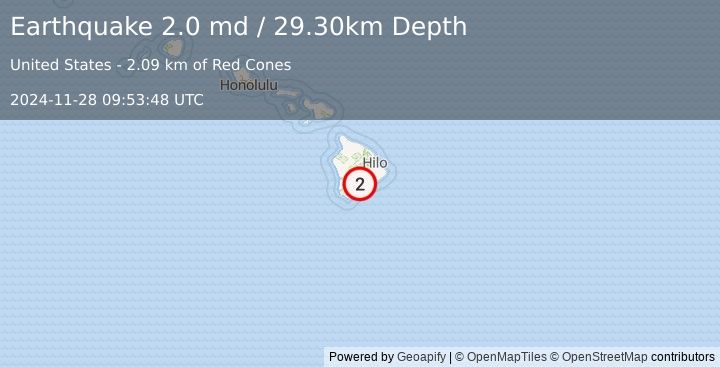 Earthquake ISLAND OF HAWAII, HAWAII (2.0 md) (2024-11-28 09:53:48 UTC)