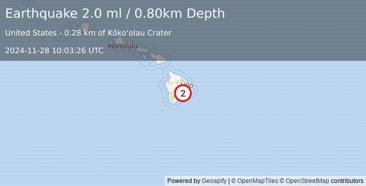 Earthquake ISLAND OF HAWAII, HAWAII (2.0 ml) (2024-11-28 10:03:26 UTC)