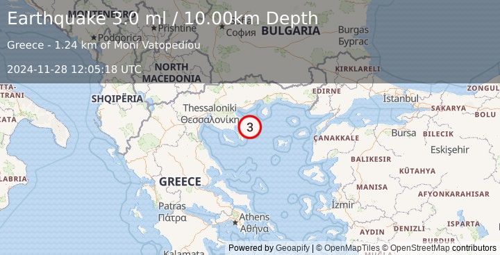 Earthquake AEGEAN SEA (3.0 ml) (2024-11-28 12:05:18 UTC)