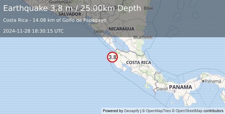 Earthquake COSTA RICA (3.8 m) (2024-11-28 18:30:15 UTC)