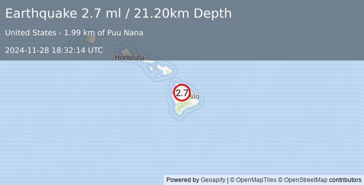 Earthquake ISLAND OF HAWAII, HAWAII (2.7 ml) (2024-11-28 18:32:14 UTC)