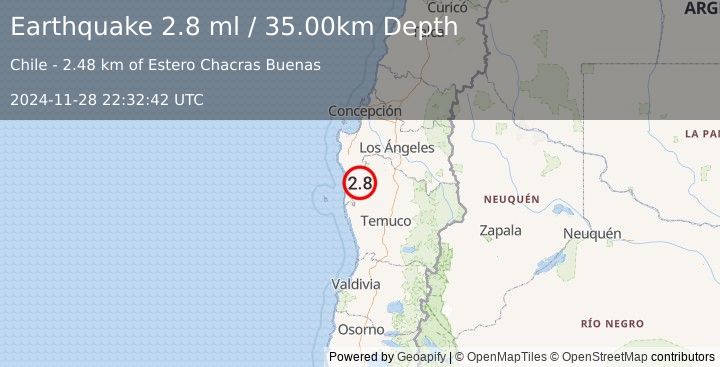 Earthquake BIO-BIO, CHILE (2.8 ml) (2024-11-28 22:32:42 UTC)