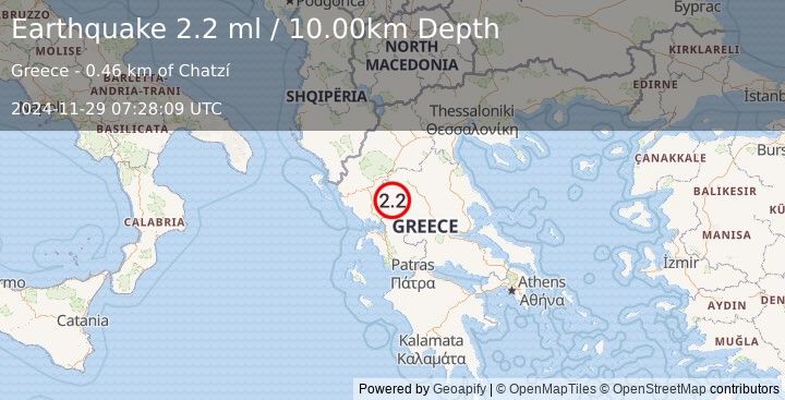 Earthquake GREECE (2.2 ml) (2024-11-29 07:28:09 UTC)