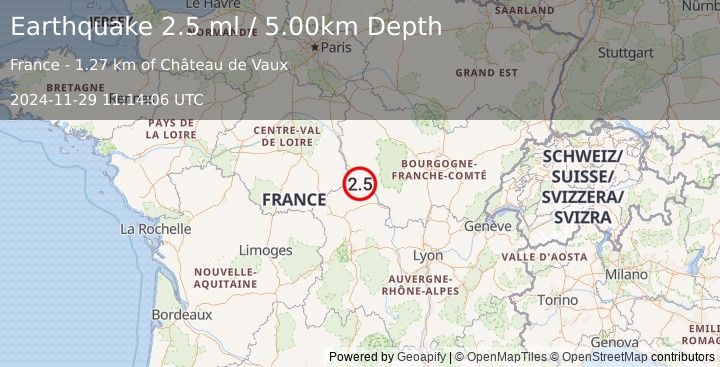 Earthquake FRANCE (2.5 ml) (2024-11-29 11:14:06 UTC)