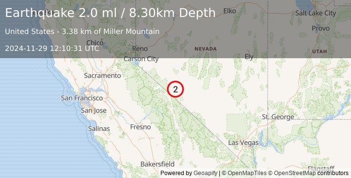 Earthquake NEVADA (2.0 ml) (2024-11-29 12:10:31 UTC)