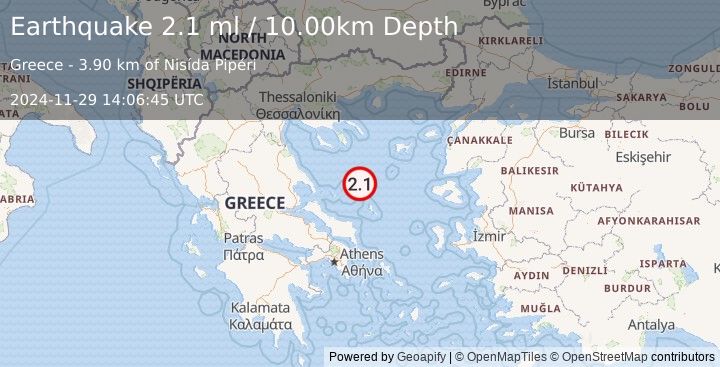 Earthquake AEGEAN SEA (2.1 ml) (2024-11-29 14:06:45 UTC)