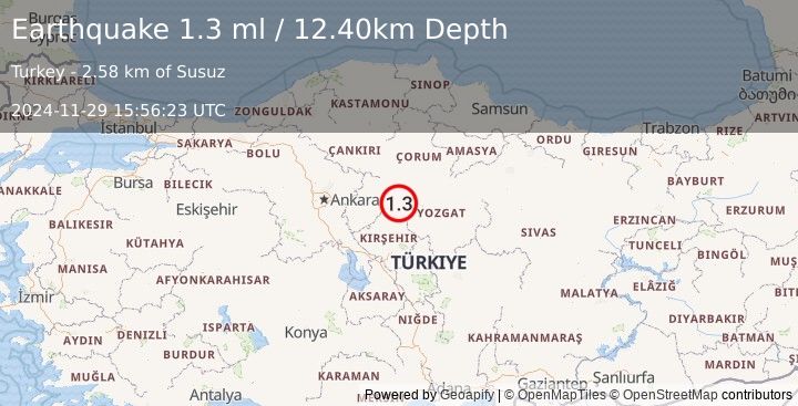 Earthquake CENTRAL TURKEY (1.3 ml) (2024-11-29 15:56:23 UTC)