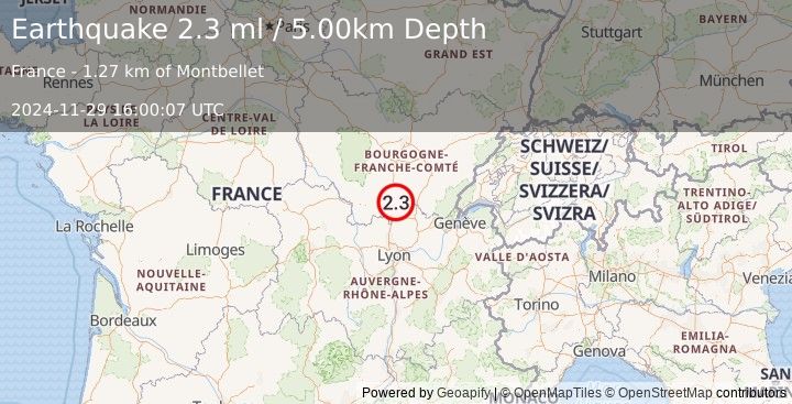 Earthquake FRANCE (2.3 ml) (2024-11-29 16:00:07 UTC)