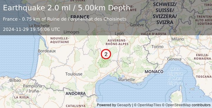 Earthquake FRANCE (2.0 ml) (2024-11-29 19:56:06 UTC)