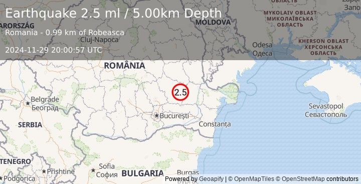 Earthquake ROMANIA (2.5 ml) (2024-11-29 20:00:57 UTC)