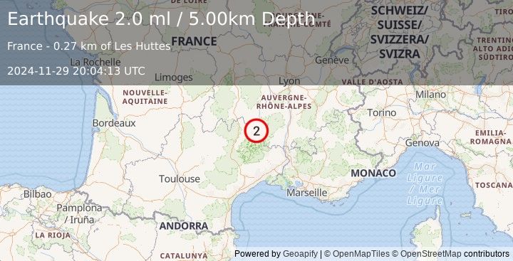 Earthquake FRANCE (2.0 ml) (2024-11-29 20:04:13 UTC)