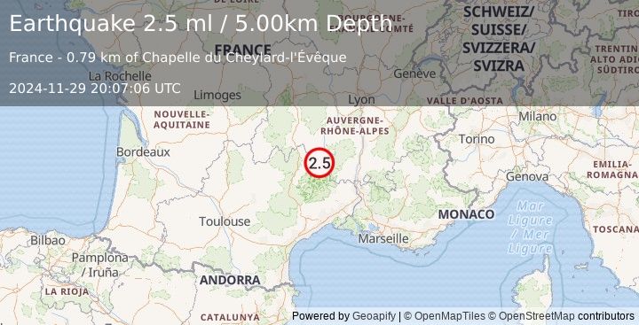 Earthquake FRANCE (2.5 ml) (2024-11-29 20:07:06 UTC)