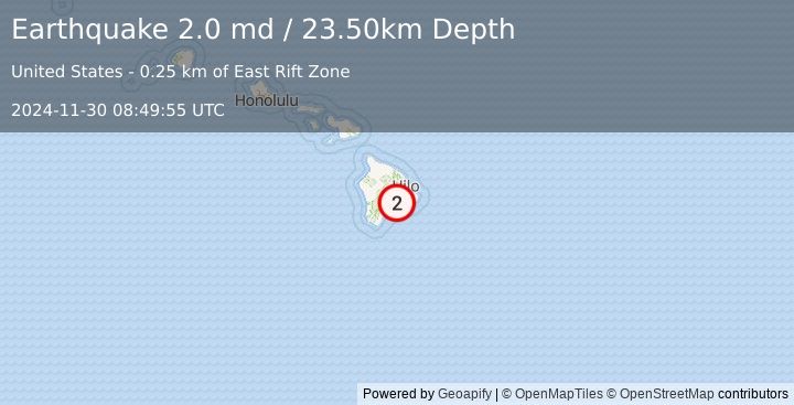 Earthquake ISLAND OF HAWAII, HAWAII (2.0 md) (2024-11-30 08:49:55 UTC)