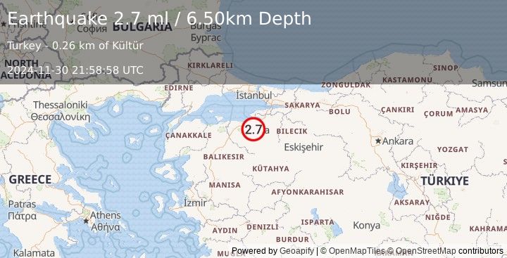 Earthquake WESTERN TURKEY (2.7 ml) (2024-11-30 21:58:58 UTC)