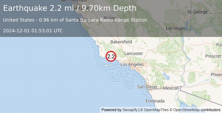 Earthquake SOUTHERN CALIFORNIA (2.0 ml) (2024-12-01 01:54:37 UTC)