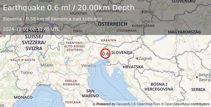 Earthquake SLOVENIA (0.6 ml) (2024-12-01 02:32:45 UTC)