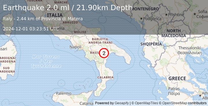 Earthquake SOUTHERN ITALY (2.0 ml) (2024-12-01 03:23:51 UTC)