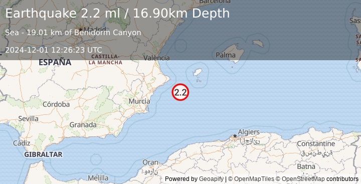 Earthquake SPAIN (2.2 ml) (2024-12-01 12:26:23 UTC)