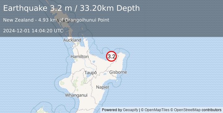 Earthquake OFF E. COAST OF N. ISLAND, N.Z. (3.2 m) (2024-12-01 14:04:20 UTC)