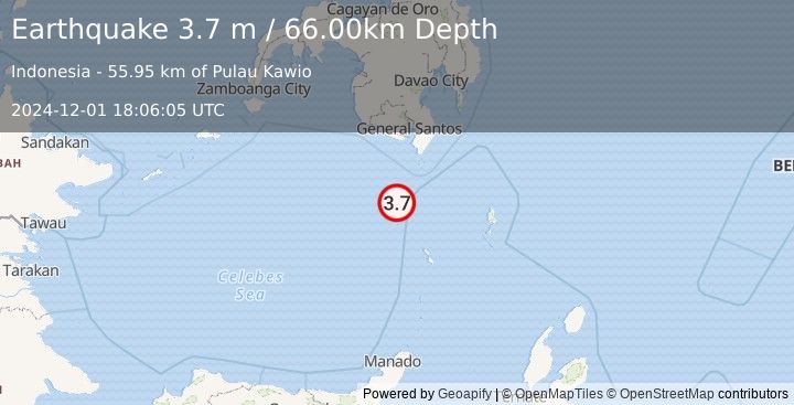 Earthquake CELEBES SEA (3.7 m) (2024-12-01 18:06:05 UTC)