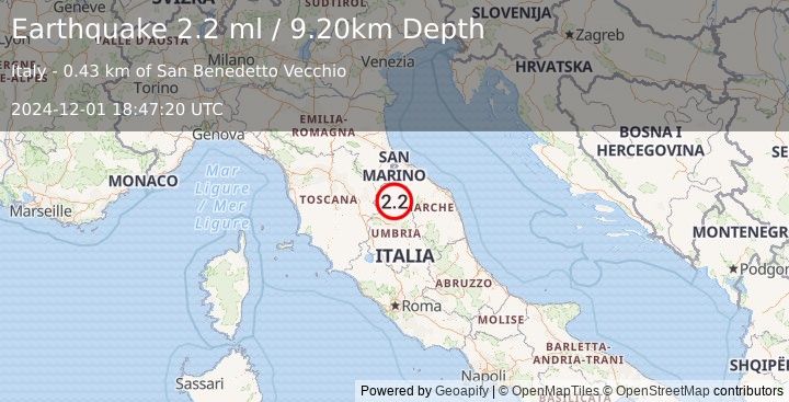 Earthquake CENTRAL ITALY (2.2 ml) (2024-12-01 18:47:20 UTC)