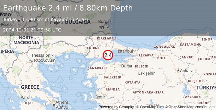 Earthquake WESTERN TURKEY (2.4 ml) (2024-12-01 21:29:58 UTC)