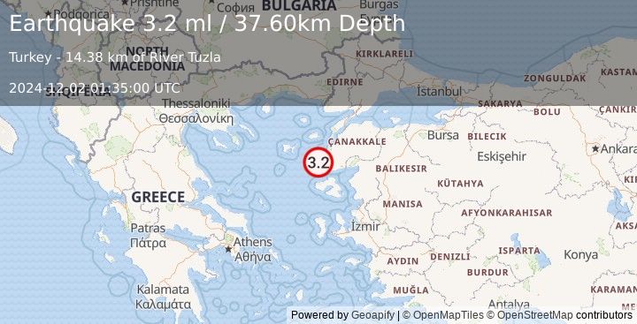 Earthquake AEGEAN SEA (3.2 ml) (2024-12-02 01:35:00 UTC)