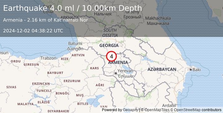 Earthquake ARMENIA (3.7 ml) (2024-12-02 04:38:16 UTC)